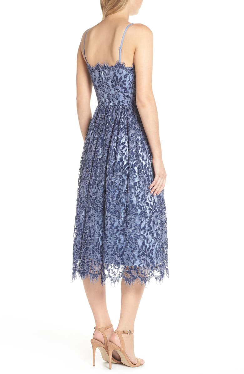 Eliza J Gathered Lace Midi Dress, Alternate, color,