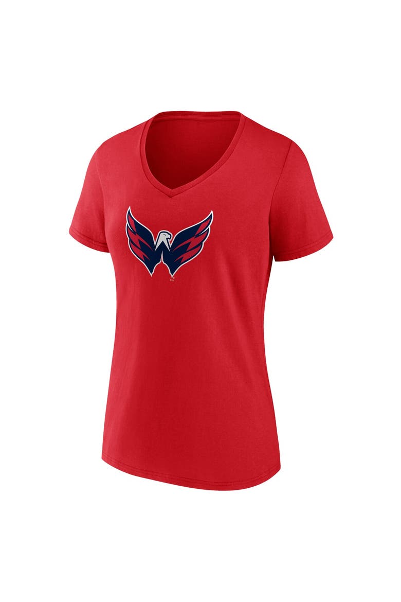 Women's Fanatics Red Washington Capitals Primary Logo Team V-Neck T-Shirt, Alternate, color, Red
