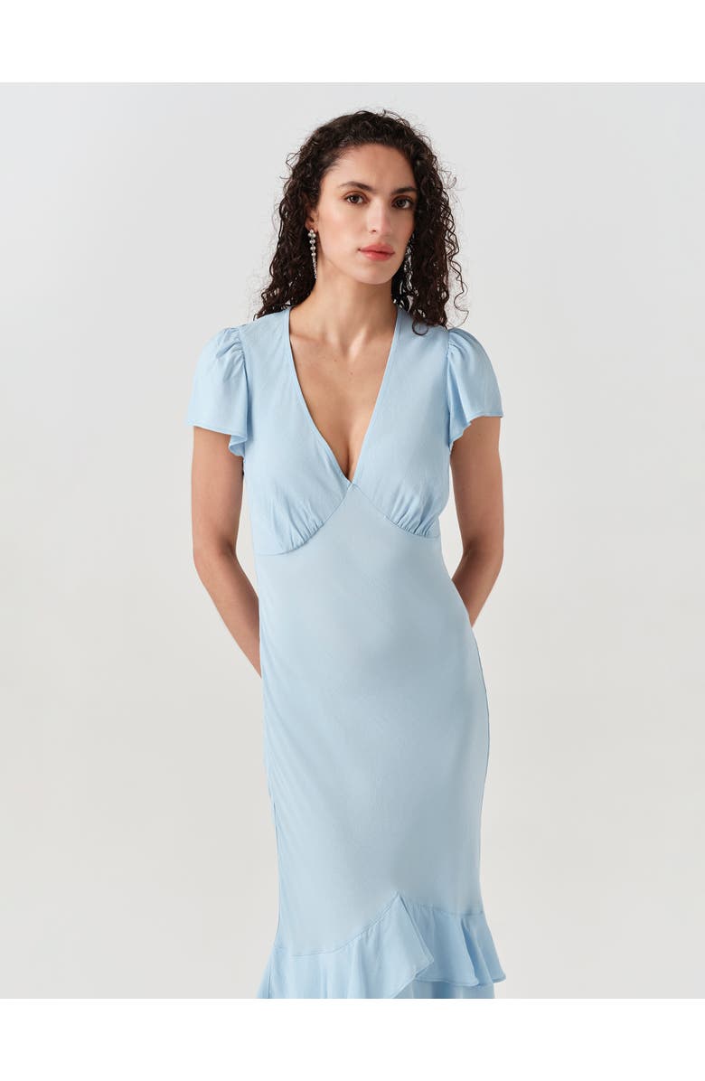 Ghost London Corinne Frill Crepe Midi Dress, Alternate, color, 