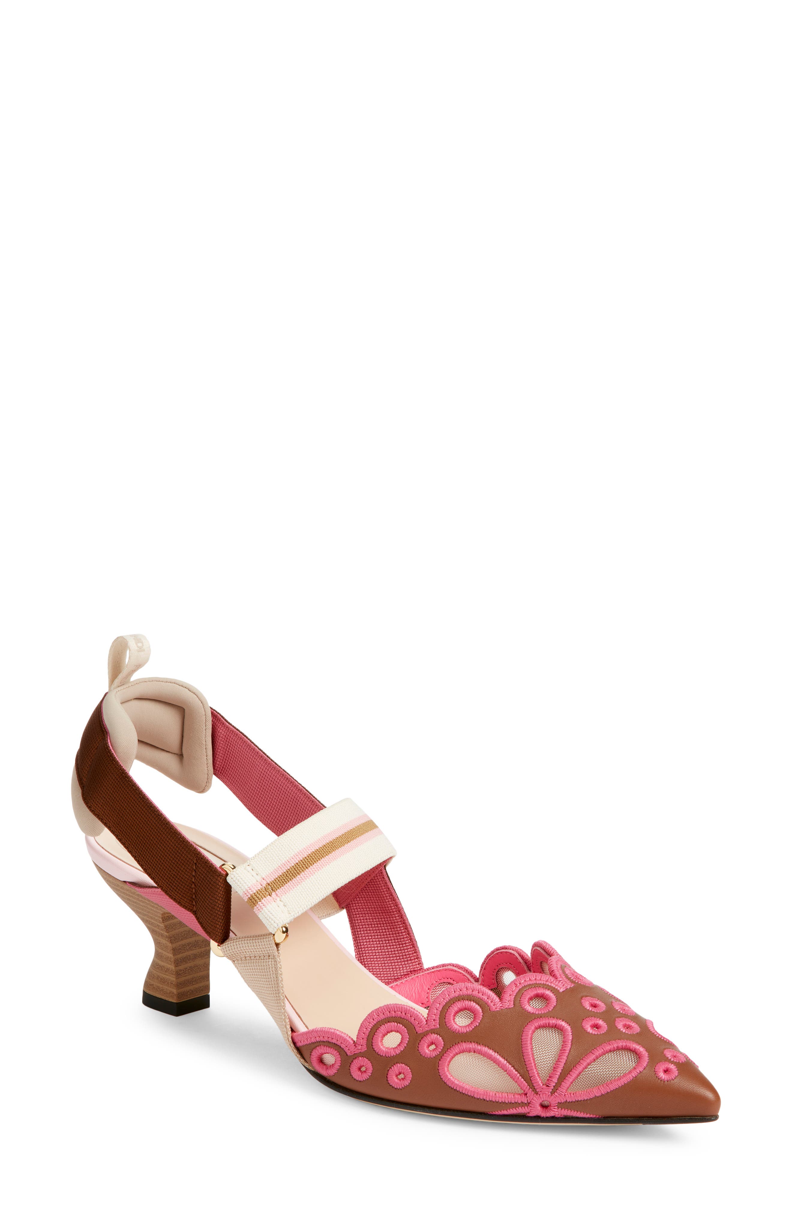 Fendi Colibrì Embroidered Slingback Pump, Main, color, F1vp2 Sellier Surfinia