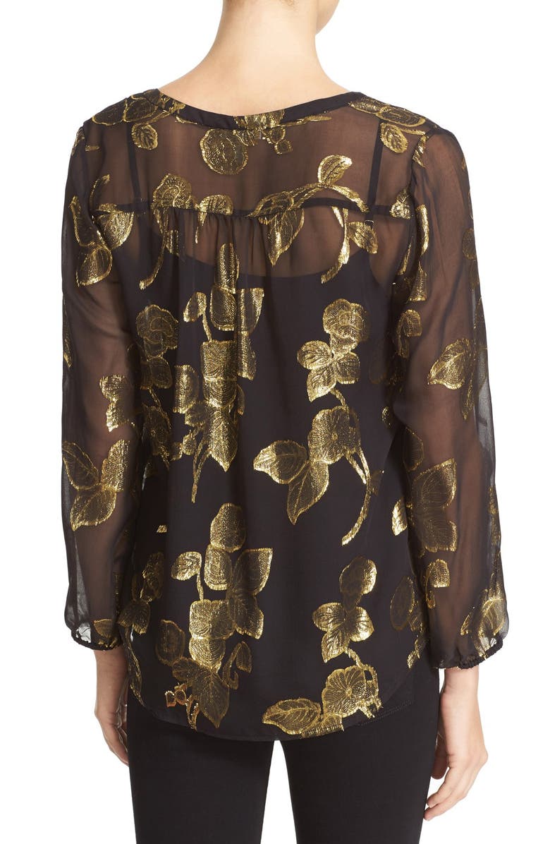 Joie 'Vashti' Metallic Silk Print Popover Top, Alternate, color,