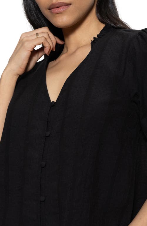 Sanctuary Fall Into You Cotton Button-up Top In Black