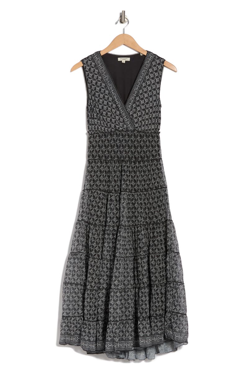 MAX STUDIO V-Neck Sleeveless Mesh Midi Dress, Alternate, color, Black Batik Daisy