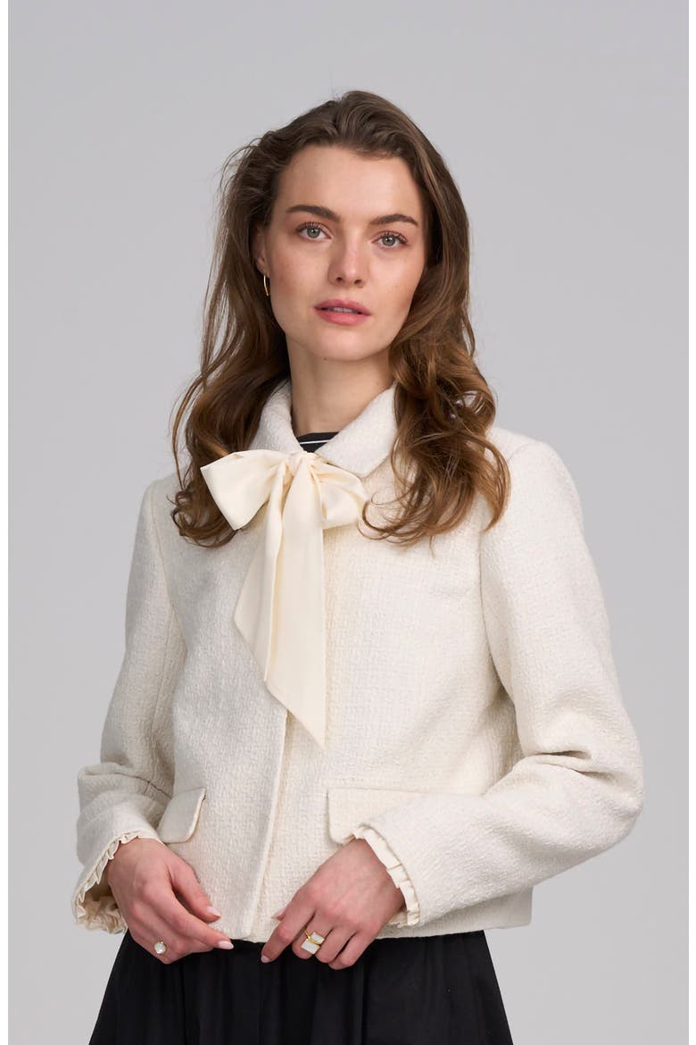 Tweed Jacket With Bow, Main, color, IVORY