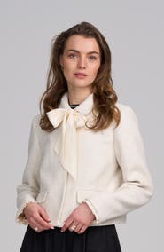 ELLE Collection Tweed Jacket With Bow