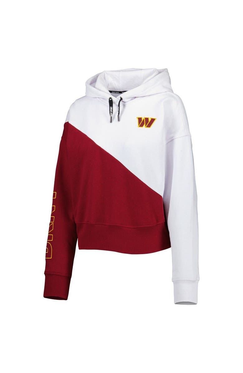 DKNY SPORT Women's DKNY Sport White/Burgundy Washington Commanders Bobbi Color Blocked Pullover Hoodie, Alternate, color, White