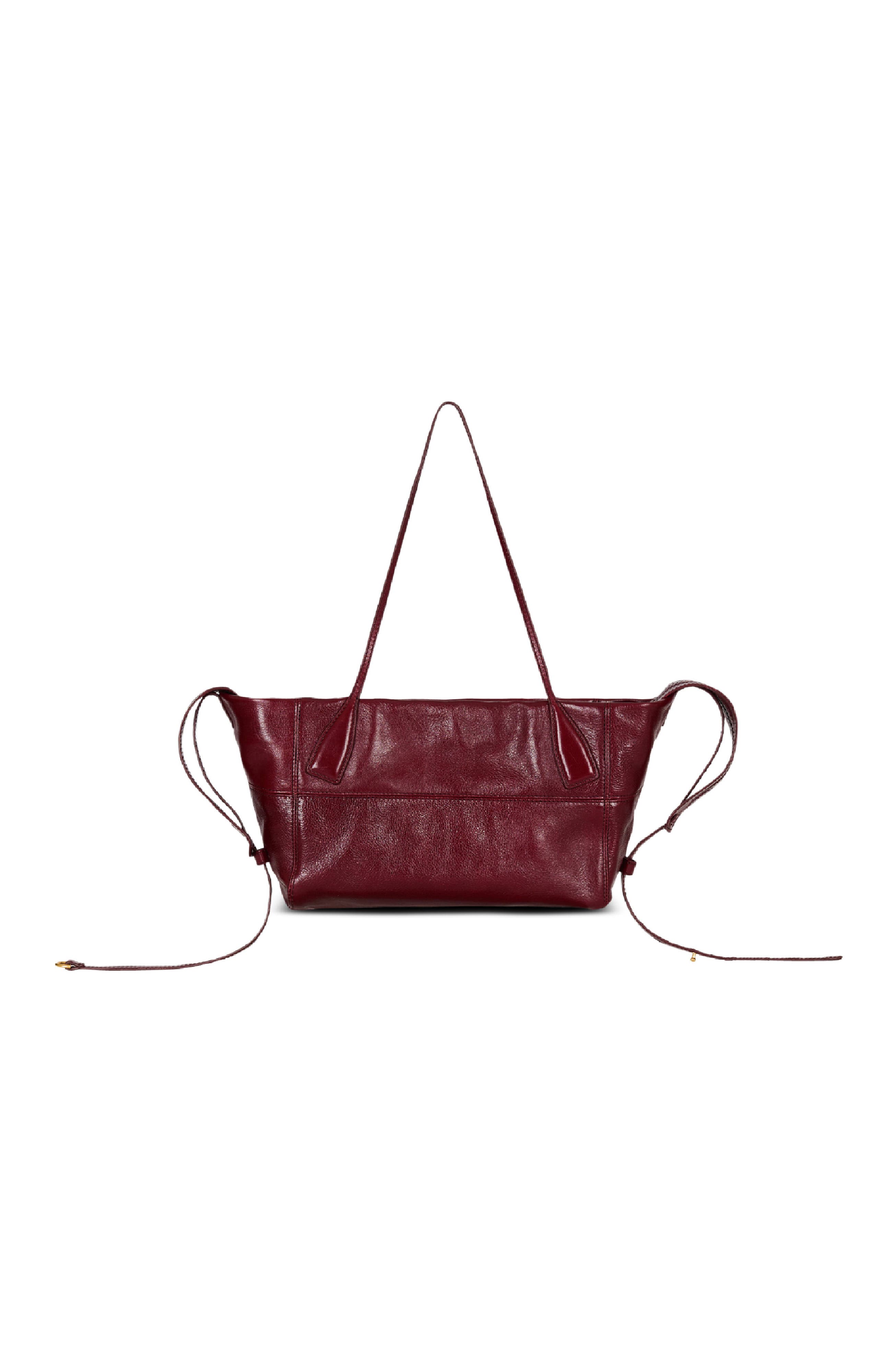 Balmain Small Track Zips Calfskin Tote Bag In Brown, Alternate, color, 