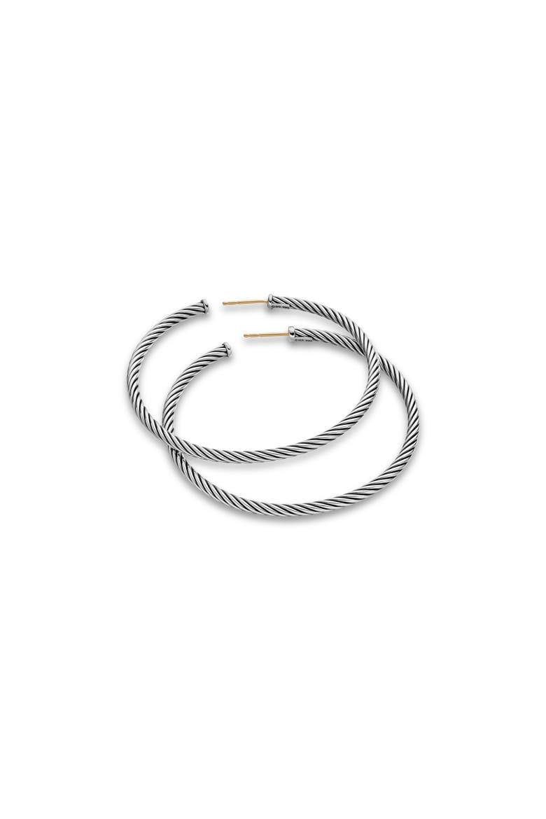 Large Cable Oval Hoop Earrings, Alternate, color, SILVER