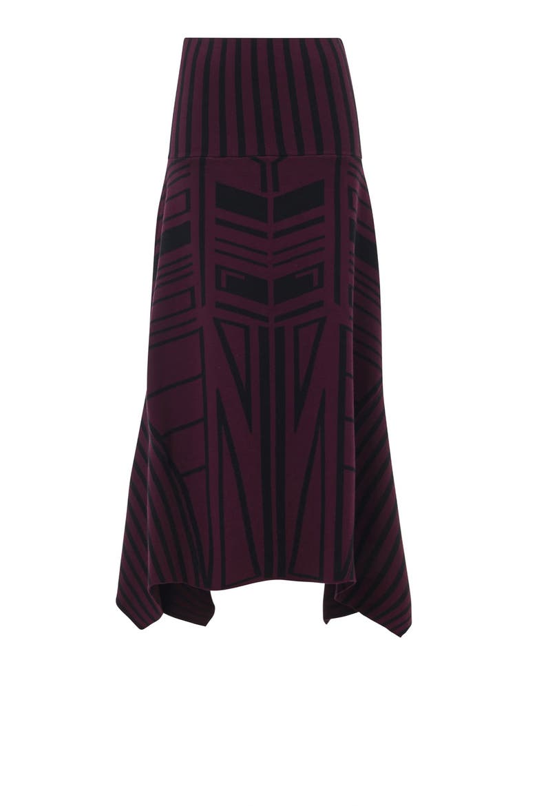 Geometric Jacquard Handkerchief Skirt, Main, color, Red