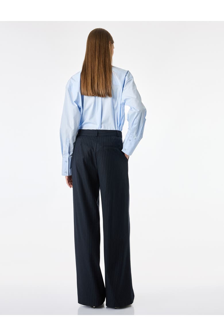 Wide Leg Pinstripe Tailored Trousers with Pockets, Alternate, color, NAVY STRIPE