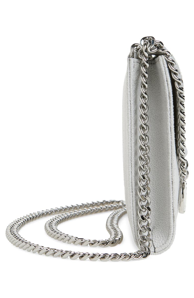 Stella McCartney Falabella Shaggy Dear Faux Leather Wallet on a Chain, Alternate, color, Pearl Grey