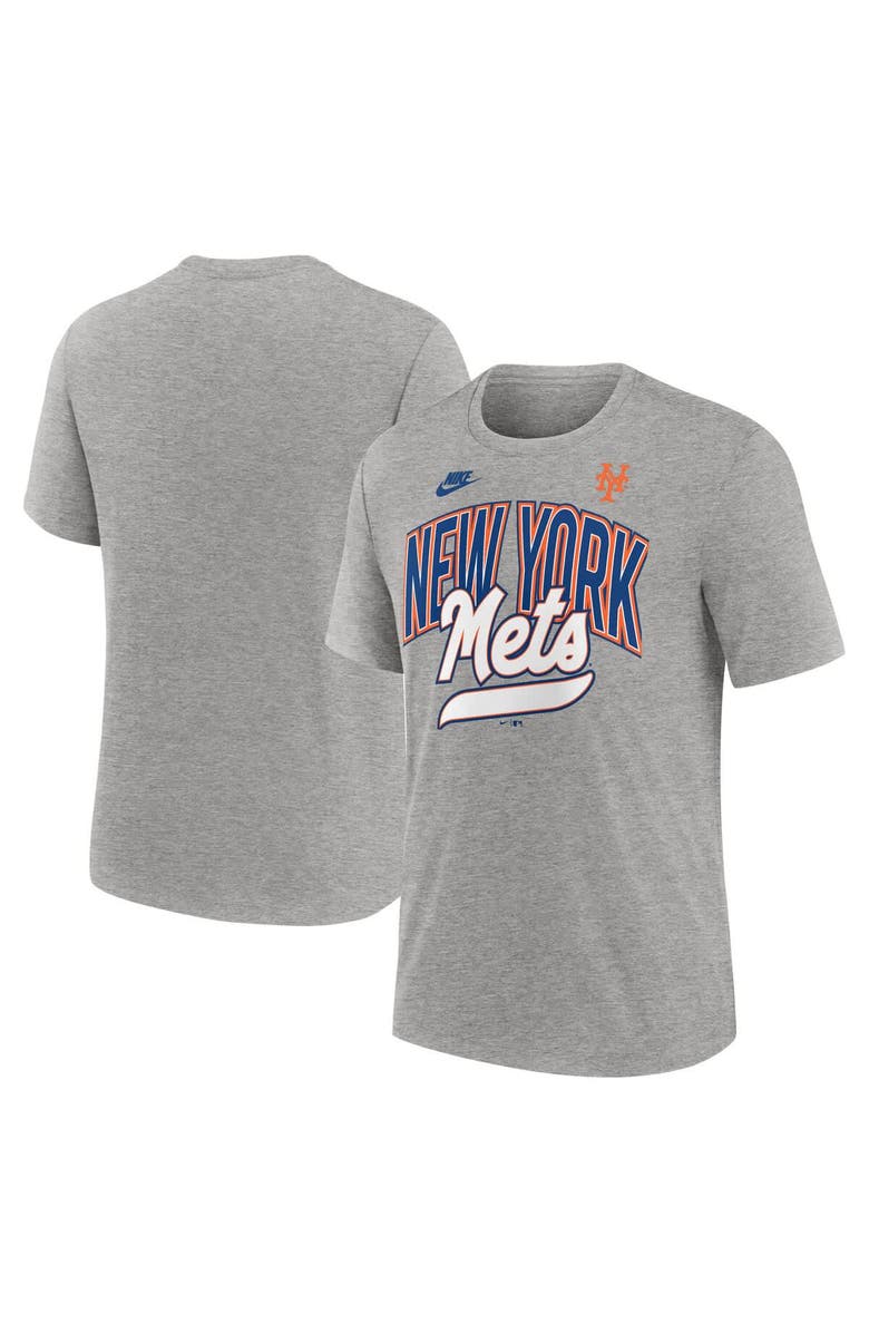 Nike Men's Nike Heather Gray New York Mets Cooperstown Collection Retro Tri-Blend T-Shirt, Alternate, color, Heather Gray