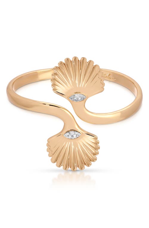 Ettika Santorini Cubic Zirconia Shell Cuff Bracelet In Gold