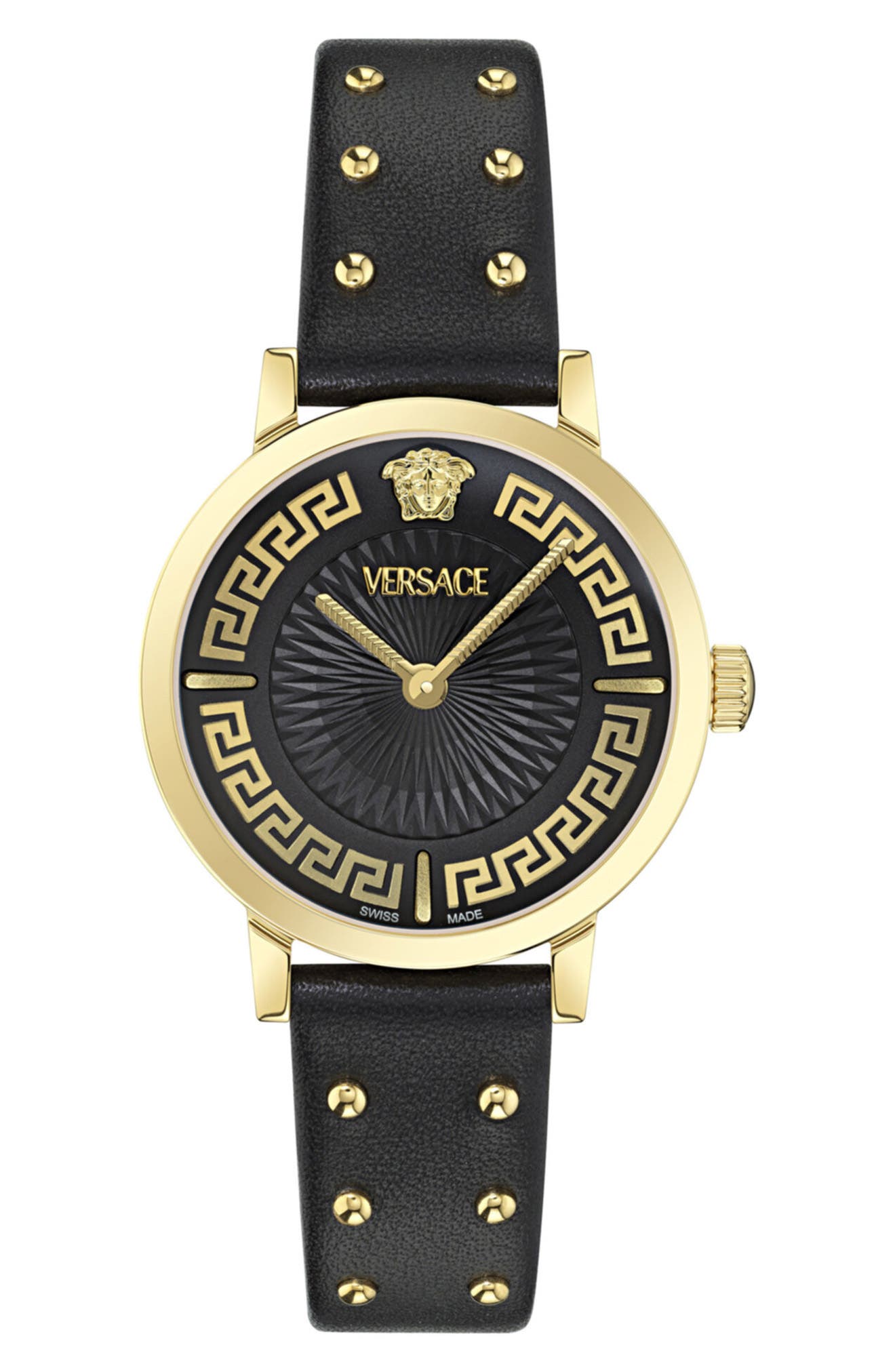 Renaissance Greca Leather Strap Watch, 35mm
