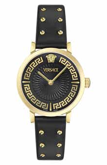 Renaissance Greca Leather Strap Watch, 35mm