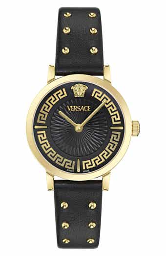 Renaissance Greca Leather Strap Watch, 35mm