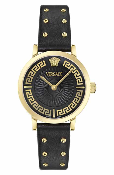 Renaissance Greca Leather Strap Watch, 35mm