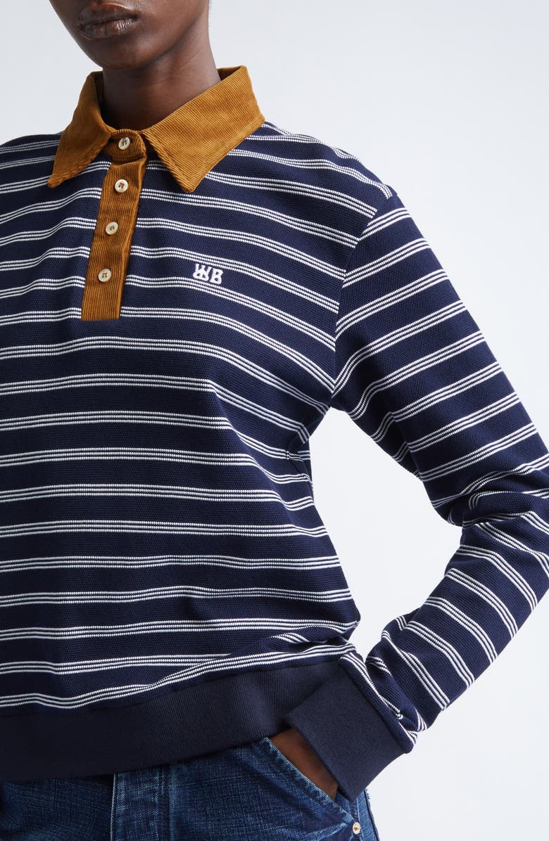 Wales Bonner Reflect Stripe Polo Sweater, Alternate, color, 