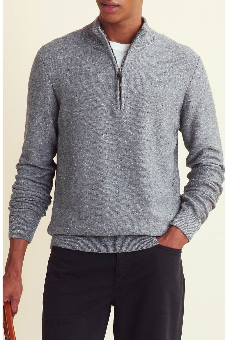Bird's Eye Half Zip Sweater, Main, color, GREY MELANGE