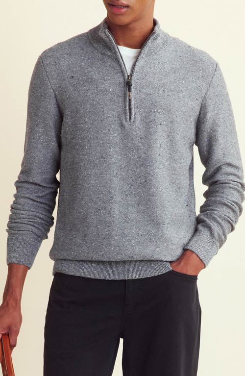 Billy Reid Bird's Eye Half Zip Sweater in Grey Melange 