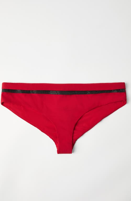 Shop Brunello Cucinelli Bikini Bottom With Monili In Red