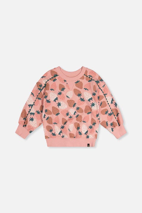 Frosted Strawberry Cozy Relaxed Balloon Sleeve Sweatshirt