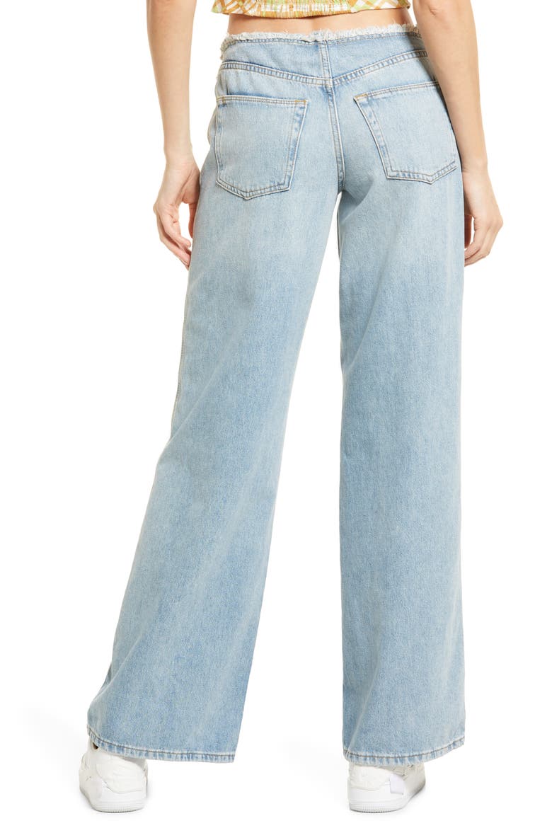 Puddle Raw Waist Low Rise Flare Jeans, Alternate, color, LIGHT VINTAGE/ BLEACH