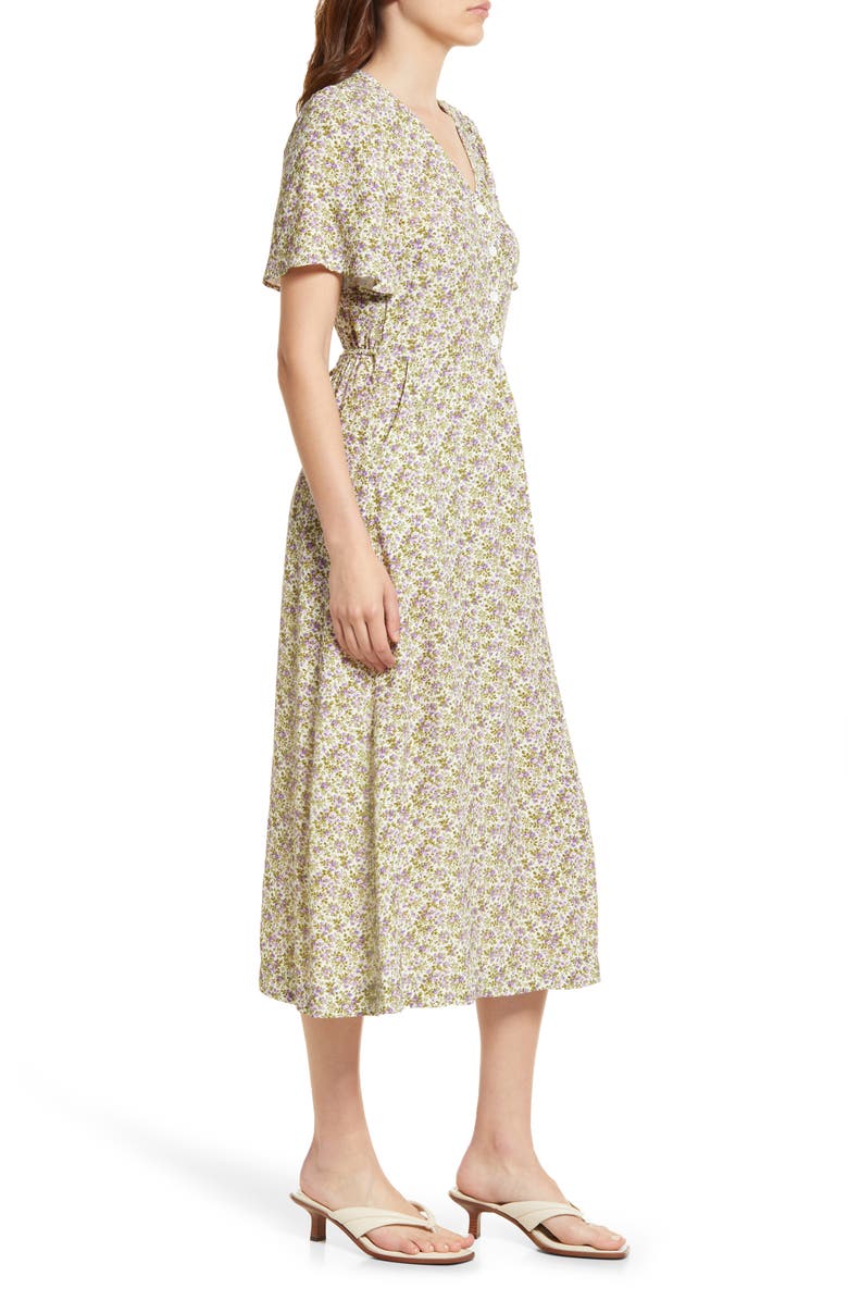 & Other Stories Floral Flutter Sleeve Midi Dress, Alternate, color, 