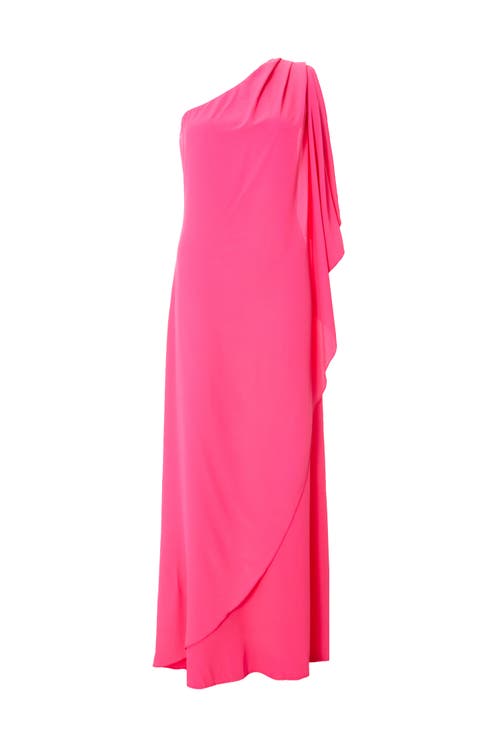 Quiz One Shoulder Frill Detail Crepe Maxi Dress In Magenta