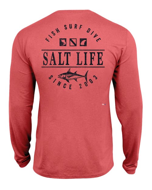 Salt Life Sea To Sea Long Sleeve Performance Tee In Red