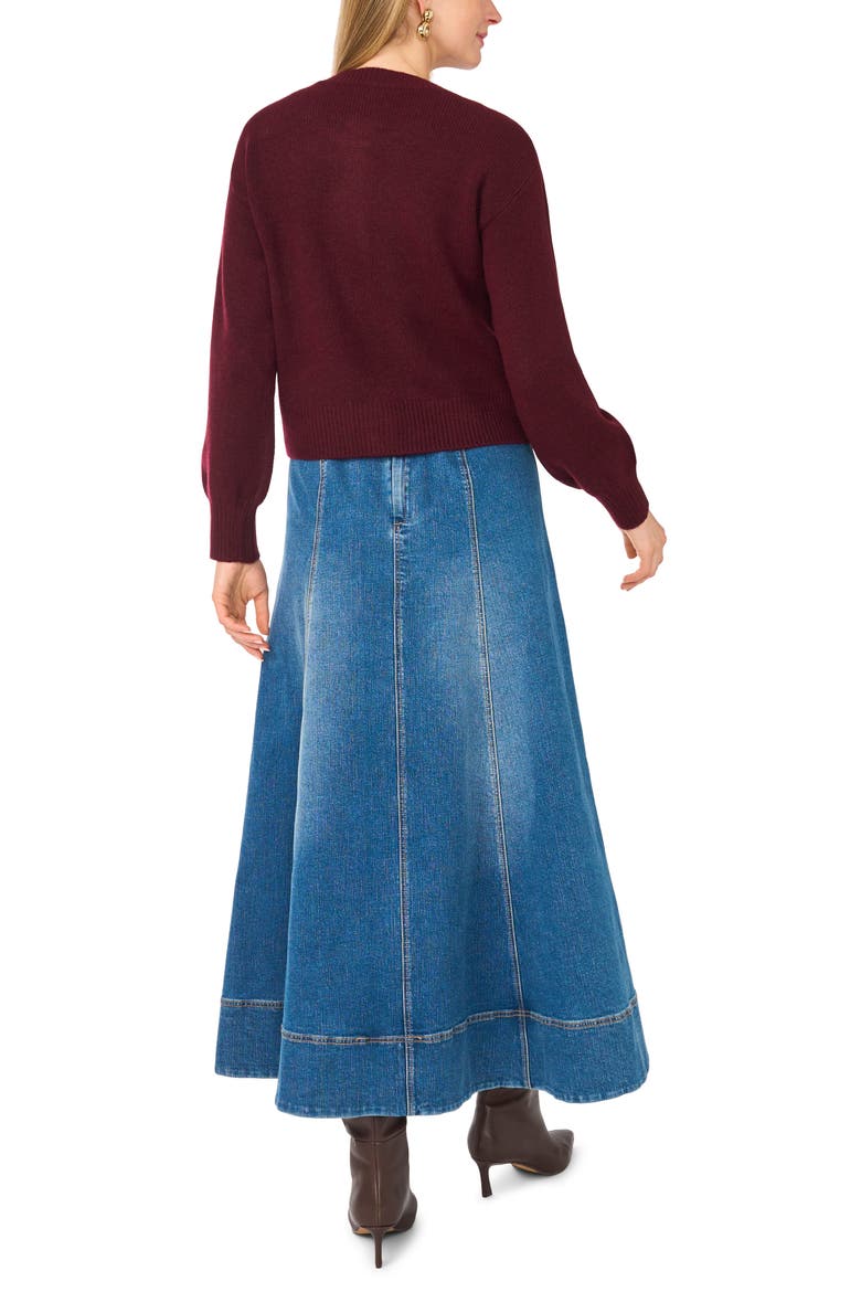 Gold Button Cardigan, Alternate, color, WINE