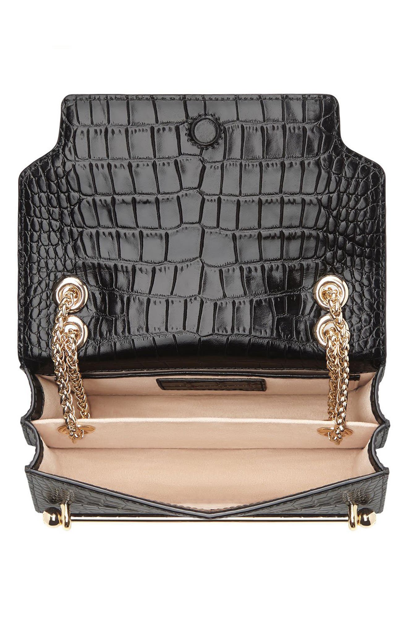 Strathberry Mini East/West Croc Embossed Leather Crossbody Bag, Alternate, color, 