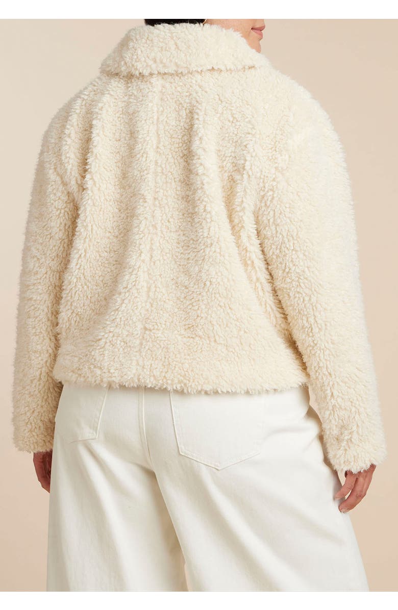 ELOQUII Teddy Fur Coat With Buckles, Alternate, color, Cream