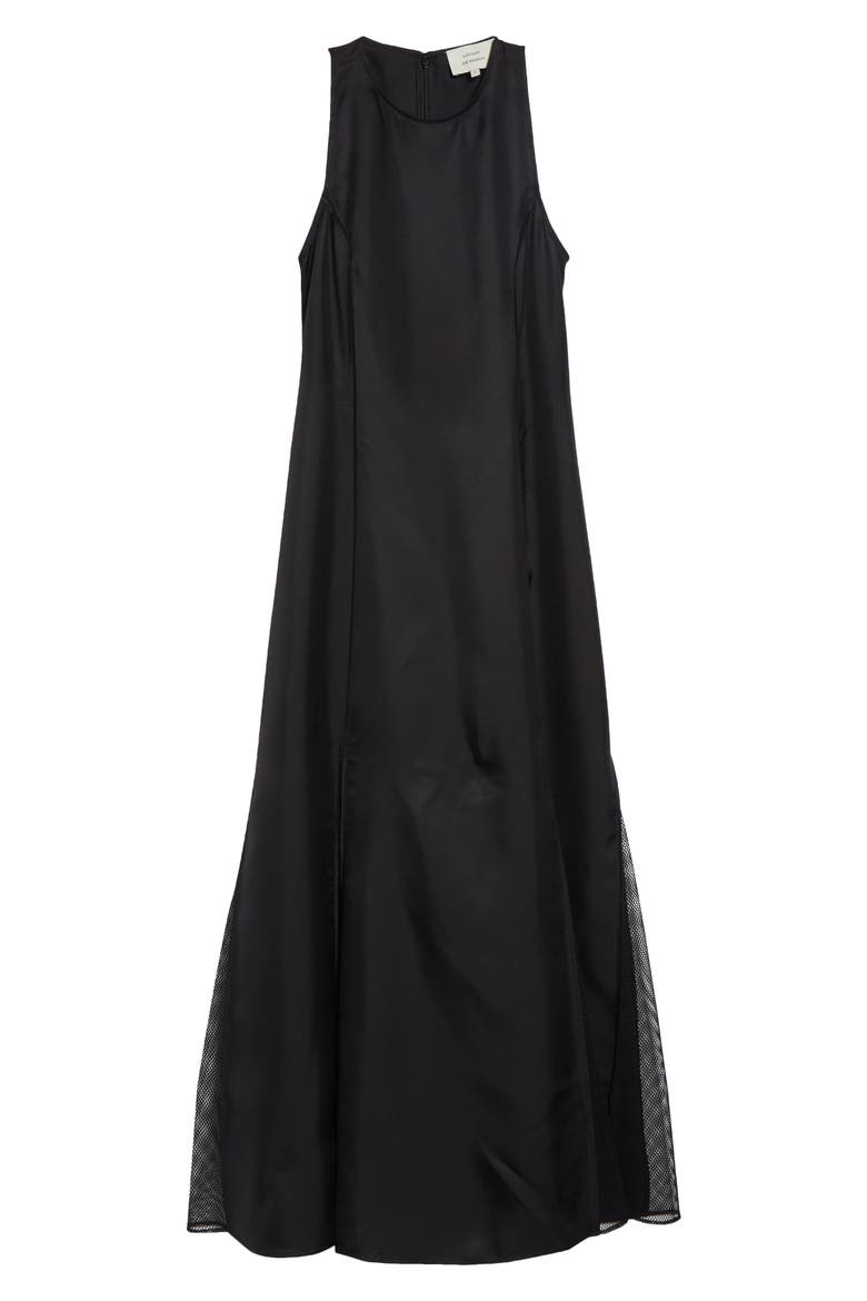 Iraka Silk Twill Midi Dress, Alternate, color, BLACK
