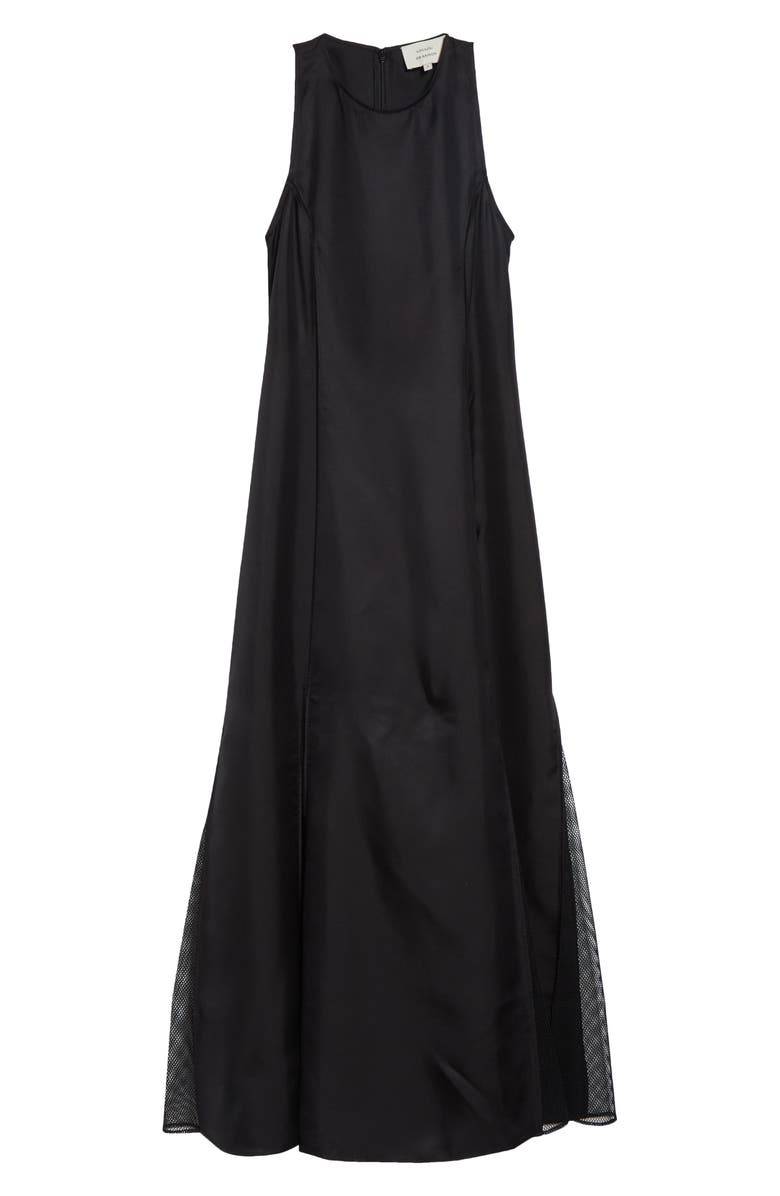 LOULOU DE SAISON Iraka Silk Twill Midi Dress, Main, color, Black