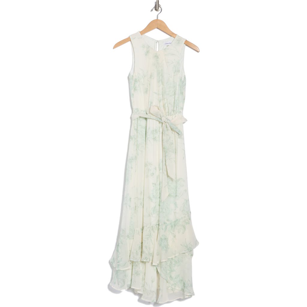 Calvin Klein Floral Sleeveless Chiffon High-low Dress