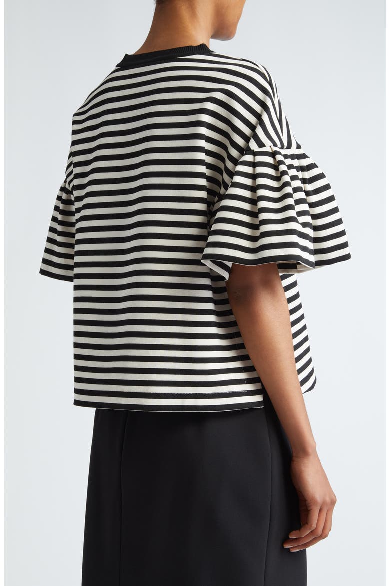 Peirak Stripe Bell Sleeve Knit Top, Alternate, color, BLACK WHITE