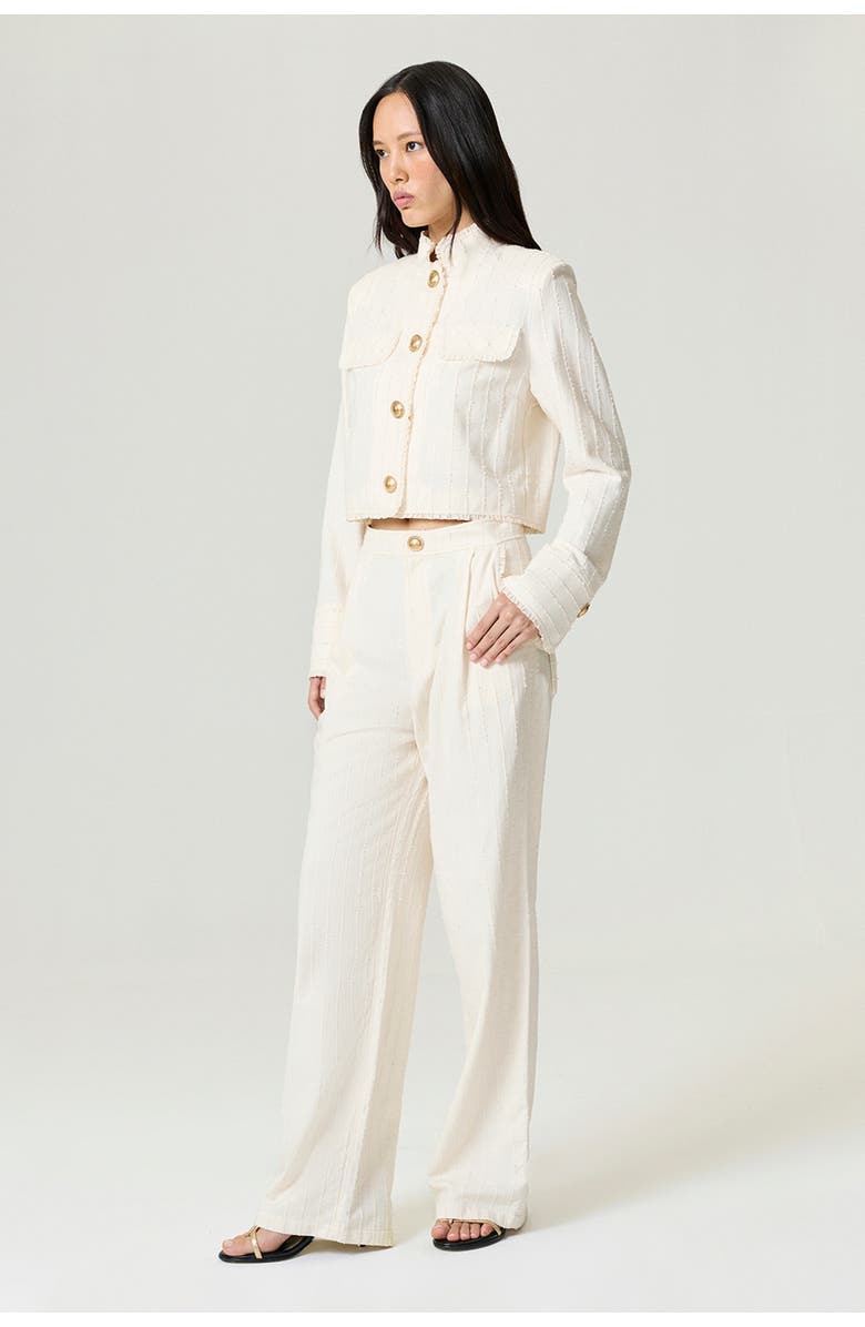 Nocturne Ruffle Trim Detailed Pants, Alternate, color, Ivory