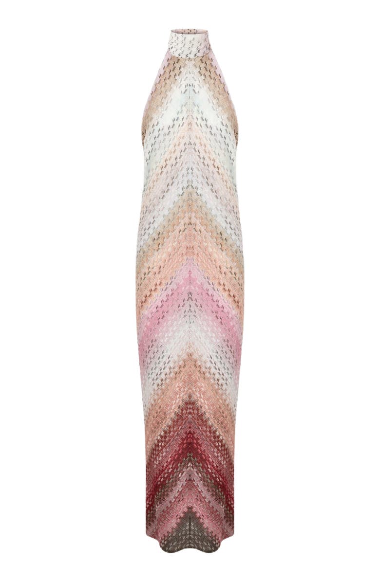 Missoni Long Halter-neck Dress With Staggered Zigzag Pattern, Alternate, color,