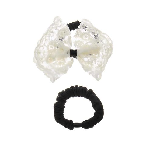 Black & White Lace Bow Hair Tie Duo