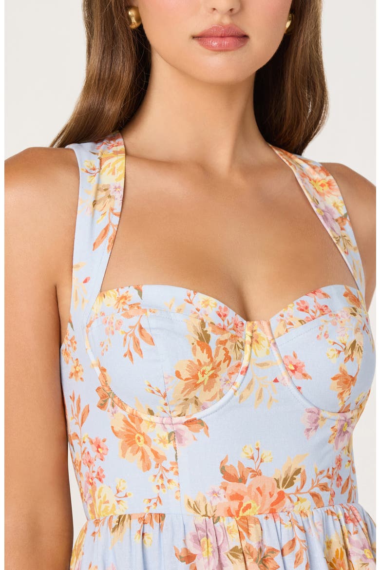 Beryl Floral Cotton & Linen Midi Dress, Alternate, color, BLUE GARDEN FLORAL