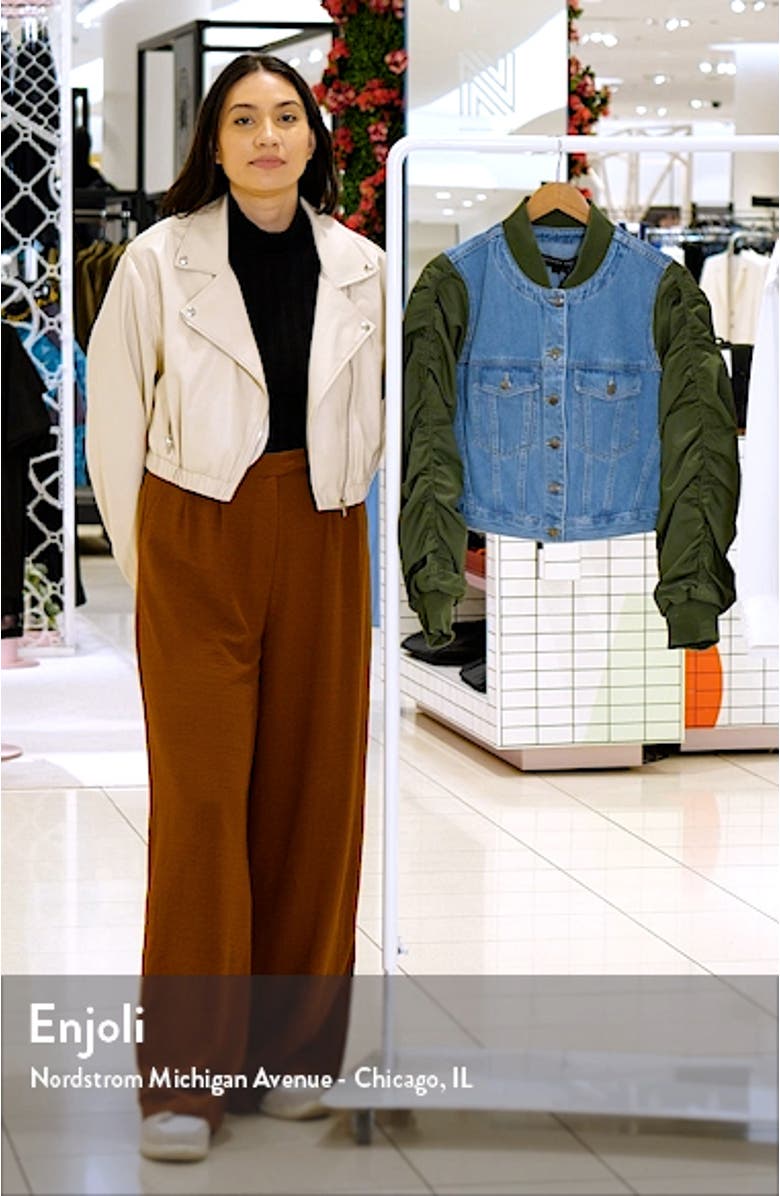 Emelia Mixed Media Bomber Jacket, sales video thumbnail