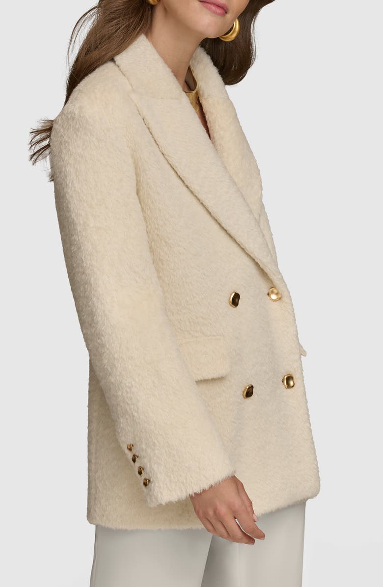 Donna Karan New York Faux Shearling Wool Blazer, Alternate, color, Ivory