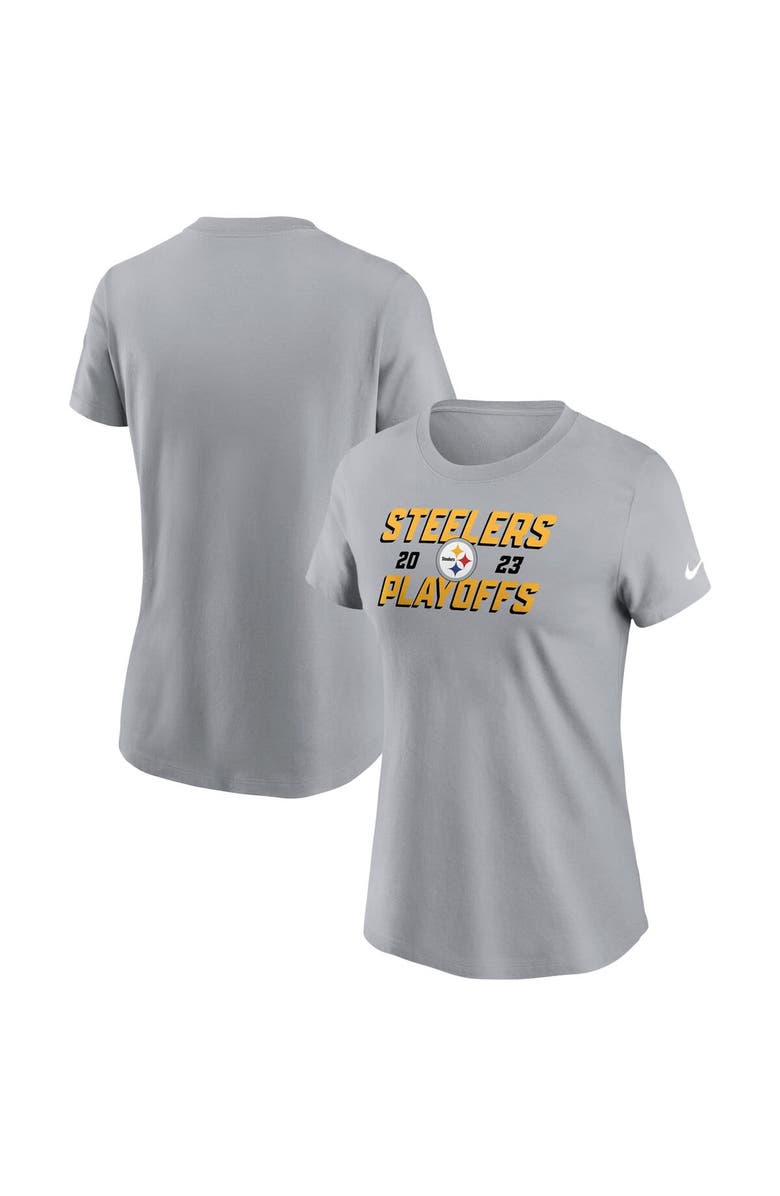 Nike Women's Nike Gray Pittsburgh Steelers 2023 NFL Playoffs Iconic T-Shirt, Main, color, 