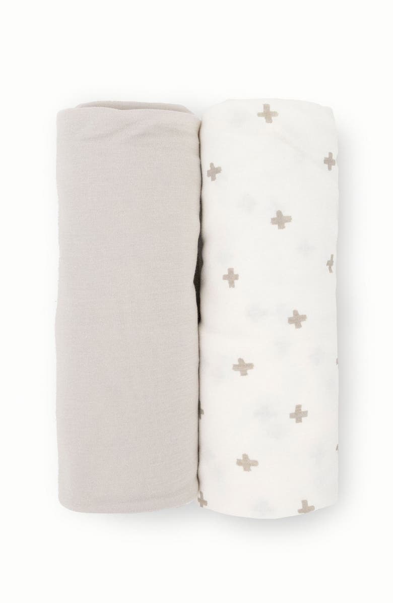 little unicorn 2-Pack Knit Swaddle, Alternate, color, Grey Cross
