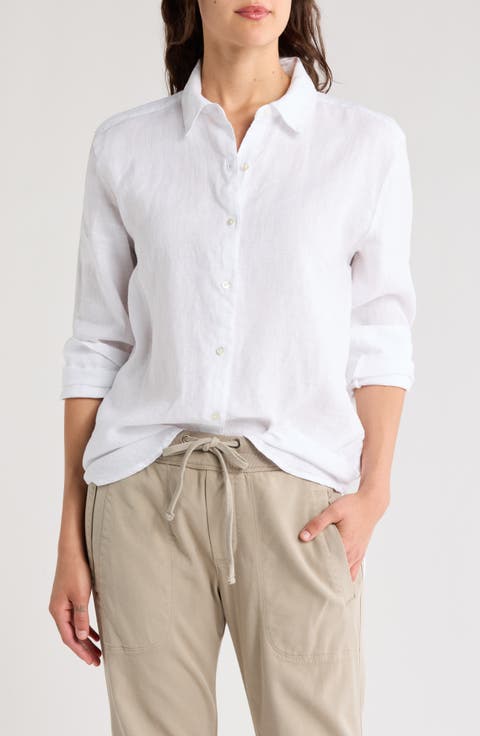 売れ筋商品|||チャータークラブ カットソー トップス レディース Petite 100% Linen Button-Front Shirt, Created for Macy's Bright White Charter Club Petite 100% Linen Button-Front Shirt, Created