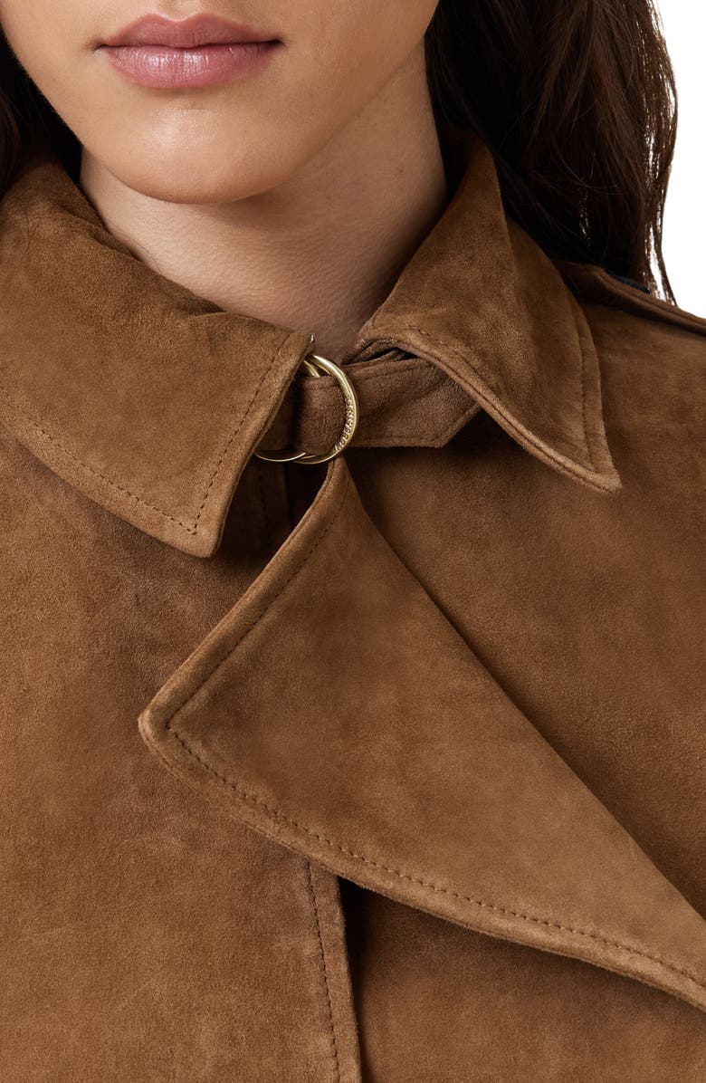 AllSaints Hendry Suede Crop Trench Coat, Alternate, color, 