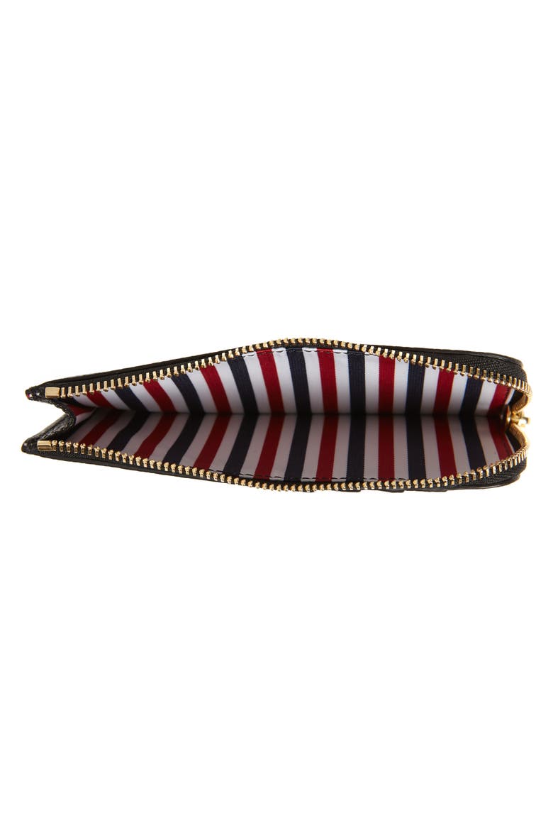 Half Zip Around Pebbled Leather Wallet, Alternate, color, BLACK