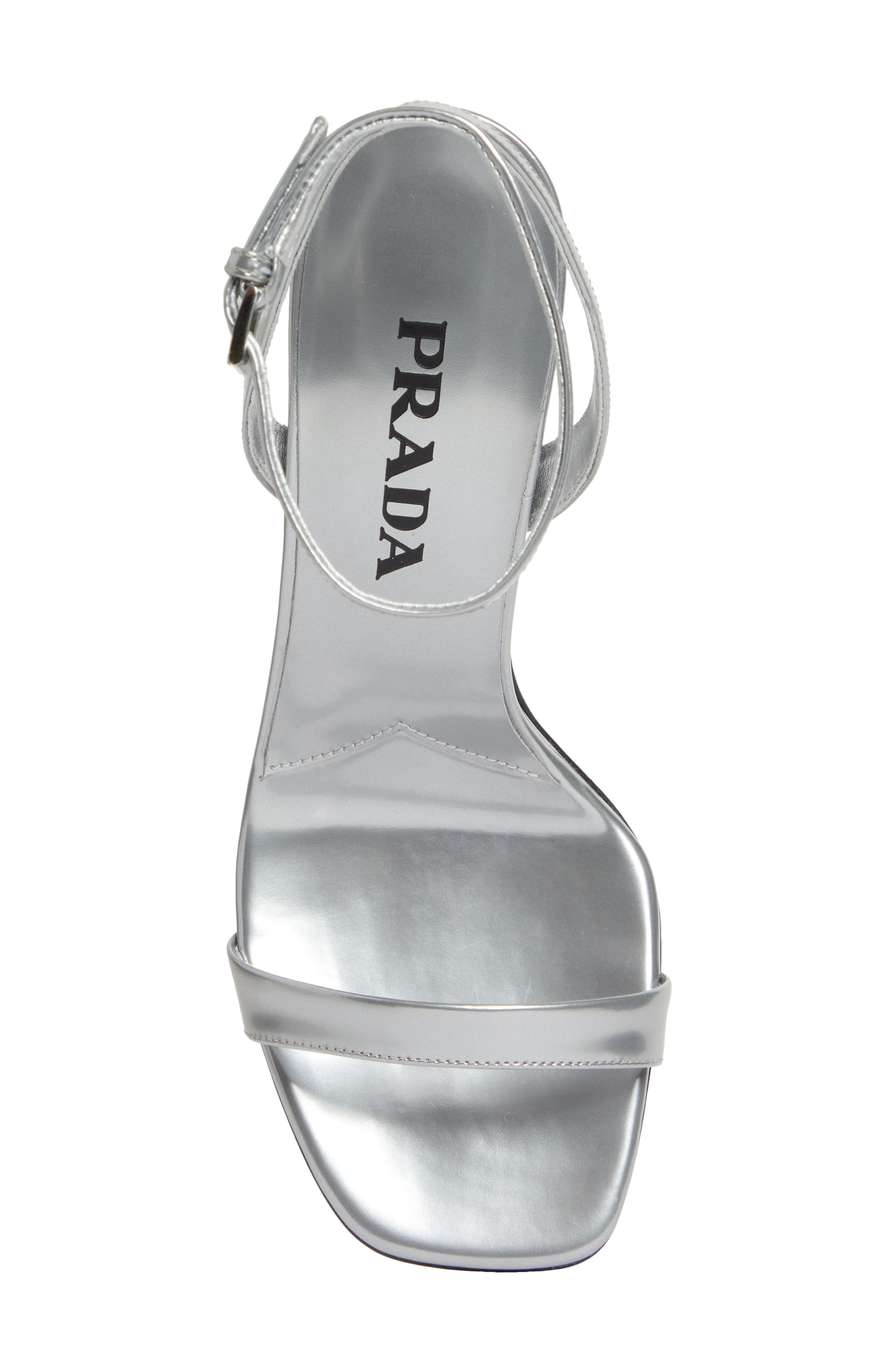 Prada Sandali Ankle Strap Sandal, Alternate, color, Argento