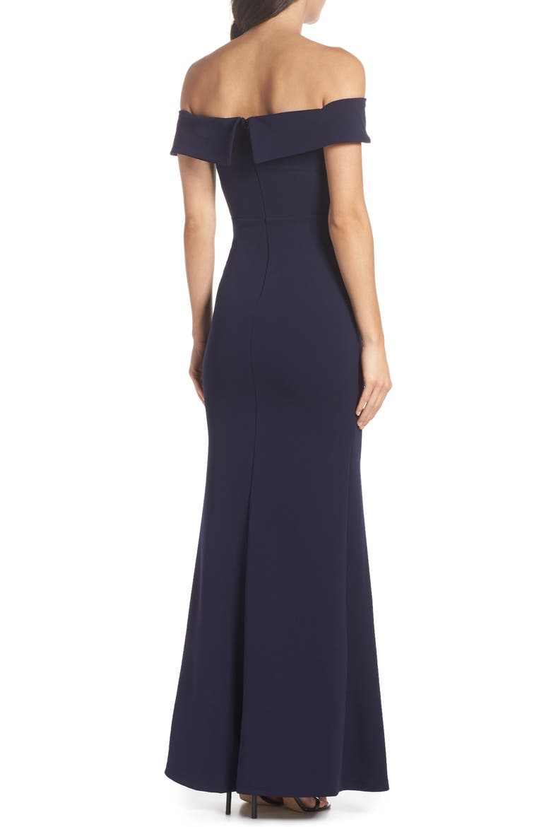 Off the Shoulder Mermaid Gown, Alternate, color, NAVY
